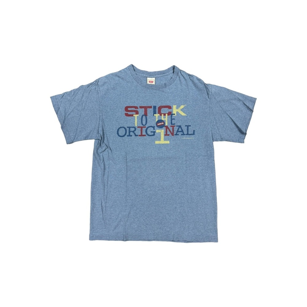 Levi's T-Shirt Men Medium Blue Good Vintage 90s 1995 Stick to the Original USA